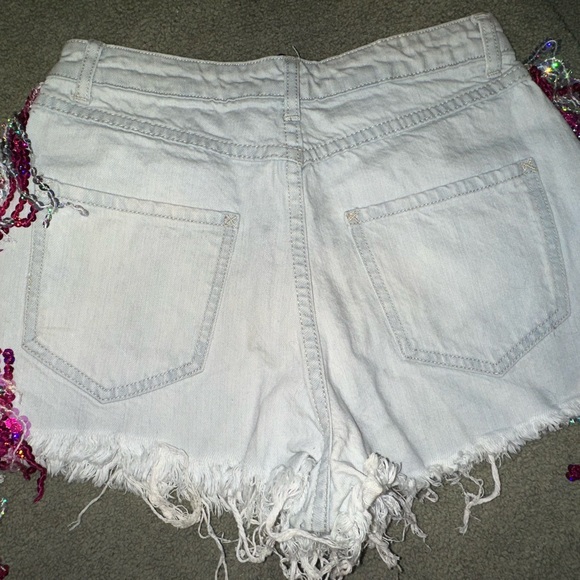 Missguided Sequin Fringe Women Shorts pink and silver sequins festival size 4 - Picture 5 of 5
